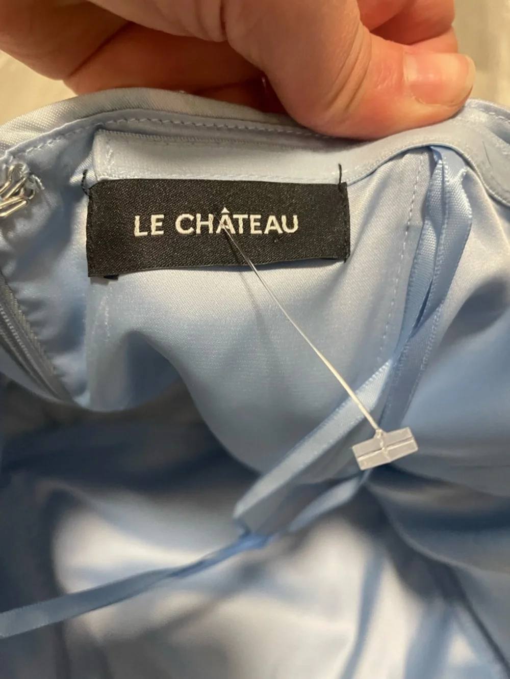 le chateau Strapless Floral Wide-Leg Jumpsuit in Light Blue and Navy - Picture 2 of 4